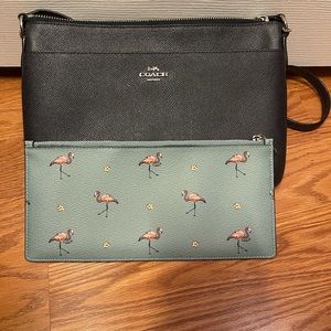 Coach crossbody purse with flamingo pouch